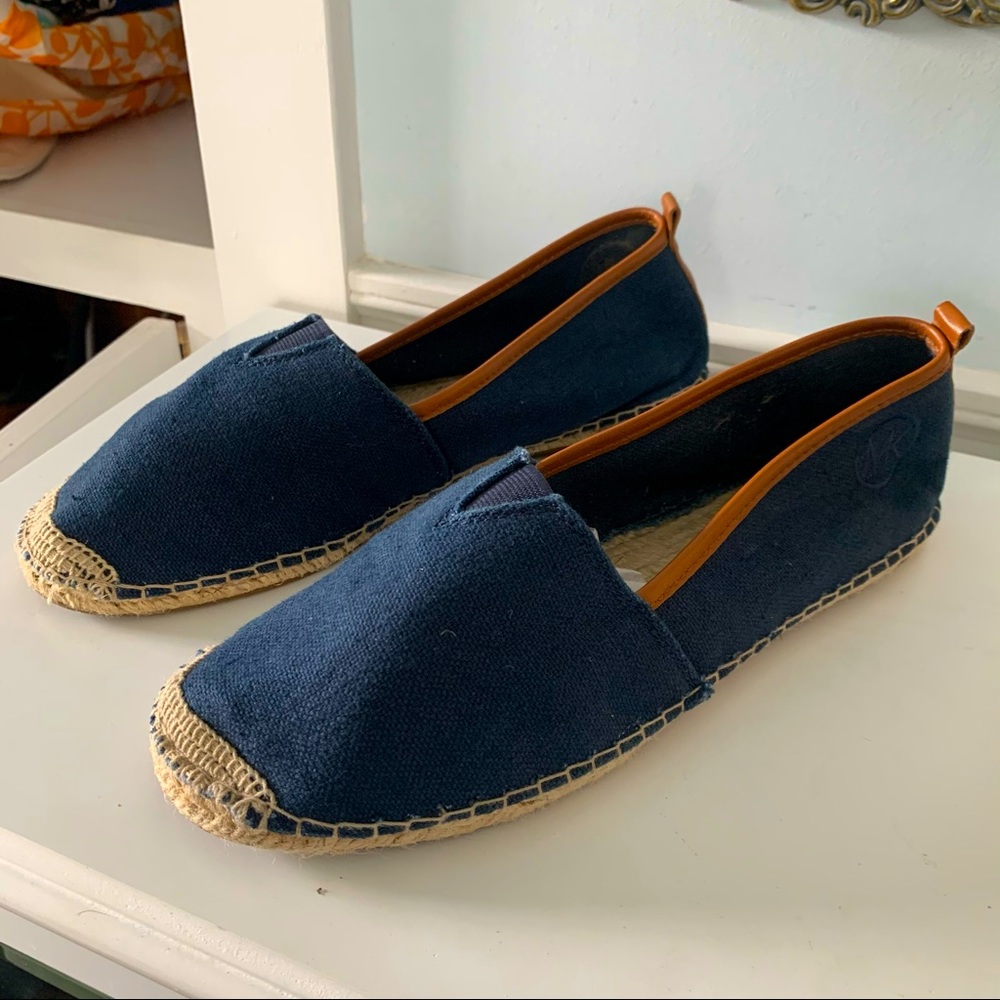 Michael Kors Navy Meg Slip On Retro Canvas Flats | Size 10 | Never Worn